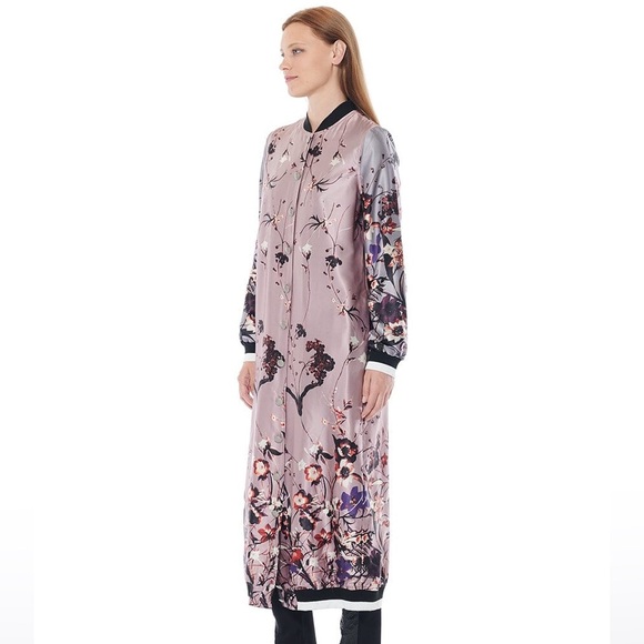 Flower Printed Long Baseball Jacket large - Picture 4 of 7